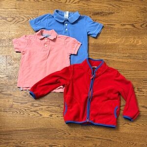 Boys 4T Polo Shirts and Fleece Jacket - Peach, Blue, and Red